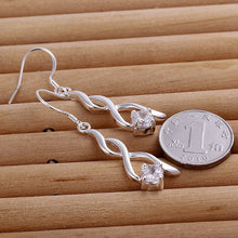 silver plated earings jewelry twisted stone pendientes to us bear jewelry J4U66