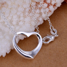 silver plated pendant necklace heart maxi colar ruby jewelry J4U66
