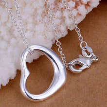 silver plated pendant necklace heart maxi colar ruby jewelry J4U66