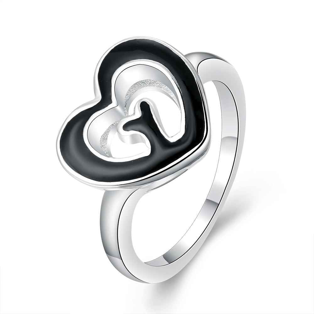 silver plated wedding ring heart shaped baking anel bijoux smtr7 J4U66