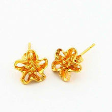 beautiful 24k gold plated earing flower stud cuff bijoux women yhde005 J4U66