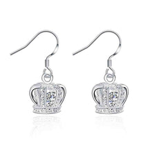 beautiful silver plated earing crown with stone cufflinks costume jewellery J4U66