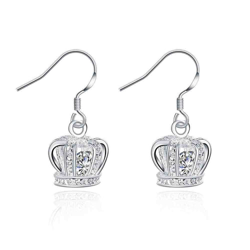 beautiful silver plated earing crown with stone cufflinks costume jewellery J4U66