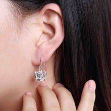 beautiful silver plated earing crown with stone cufflinks costume jewellery J4U66