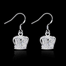 beautiful silver plated earing crown with stone cufflinks costume jewellery J4U66