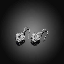 beautiful silver plated earing crown with stone cufflinks costume jewellery J4U66