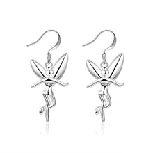 beautiful silver plated earring angel brinco floating charms J4U66