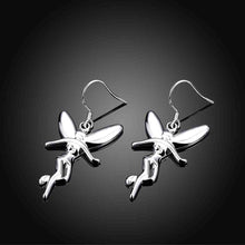 beautiful silver plated earring angel brinco floating charms J4U66
