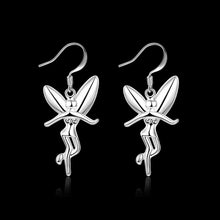 beautiful silver plated earring angel brinco floating charms J4U66