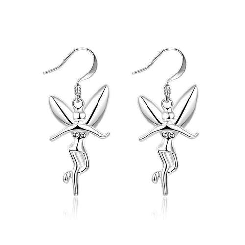 beautiful silver plated earring angel brinco floating charms J4U66