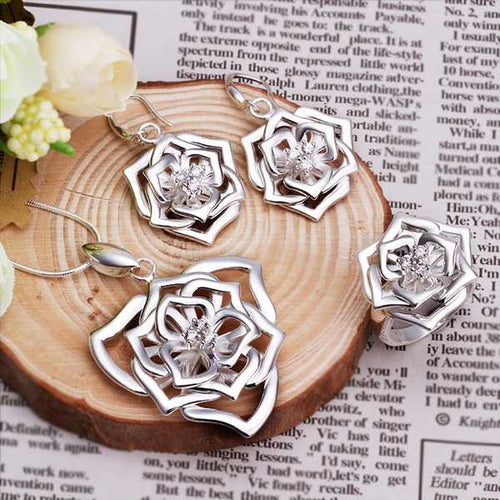 beautiful silver plated jewelry set J4U66