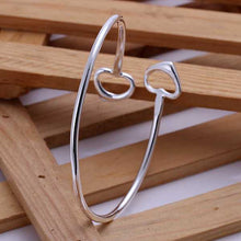 silvercharms bangle double heart women wedding bracelet diy smtb077 J4U66