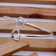 silvercharms bangle double heart women wedding bracelet diy smtb077 J4U66