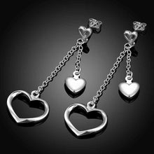 silver earrings for women hollow double heart cuff charm smte51 J4U66
