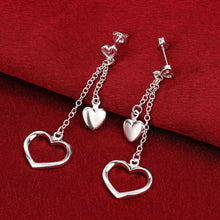silver earrings for women hollow double heart cuff charm smte51 J4U66