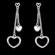 silver earrings for women hollow double heart cuff charm smte51 J4U66