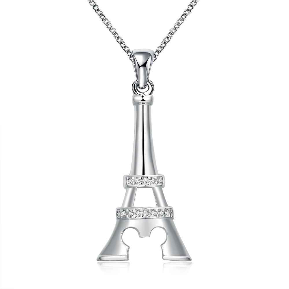 silver pendant tower shaped insets collier femme margarida smtn701 J4U66