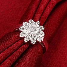 silver plated engagement rings sunflower inlaid stone anel feminino hbr103 J4U66