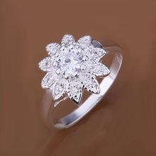 silver plated engagement rings sunflower inlaid stone anel feminino hbr103 J4U66