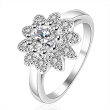 silver plated engagement rings sunflower inlaid stone anel feminino hbr103 J4U66