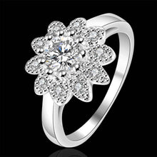 silver plated engagement rings sunflower inlaid stone anel feminino hbr103 J4U66
