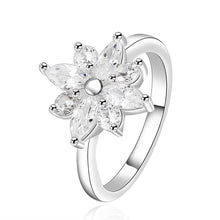 silver plated engagement rings sunflower inlaid stone anel feminino hbr103 J4U66