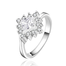 silver plated engagement rings sunflower inlaid stone anel feminino hbr103 J4U66