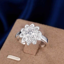 silver plated engagement rings sunflower inlaid stone anel feminino hbr103 J4U66