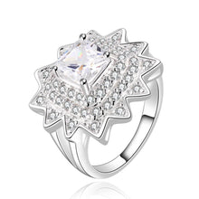 silver plated engagement rings sunflower inlaid stone anel feminino hbr103 J4U66