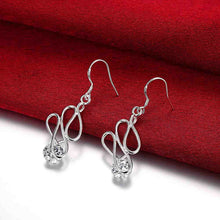 silver plated earing twisted stone pendientes jewellery J4U66