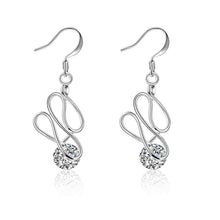 silver plated earing twisted stone pendientes jewellery J4U66
