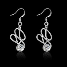 silver plated earing twisted stone pendientes jewellery J4U66