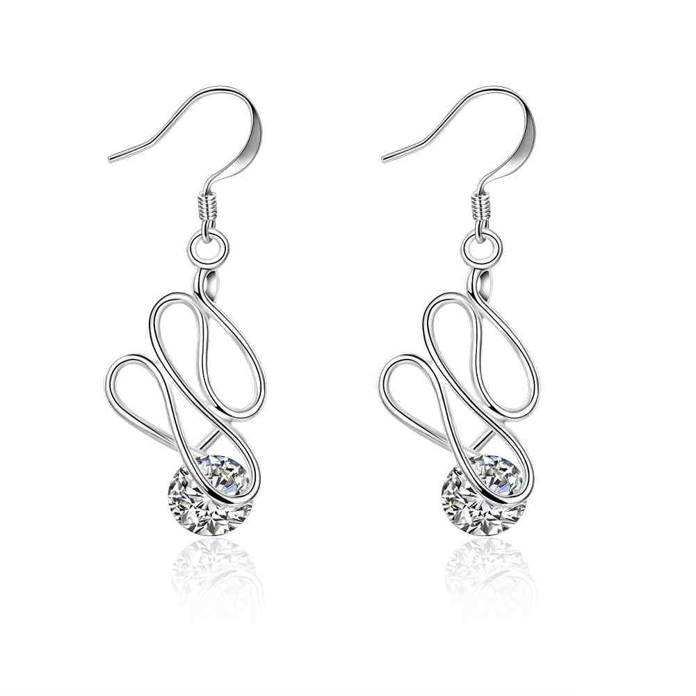 silver plated earing twisted stone pendientes jewellery J4U66