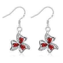 silver plated earings jewelry clover flower inlaid crystal cuff jewelry european style J4U66