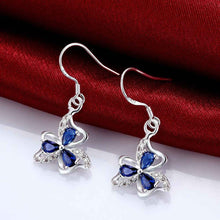 silver plated earings jewelry clover flower inlaid crystal cuff jewelry european style J4U66
