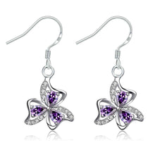 silver plated earings jewelry clover flower inlaid crystal cuff jewelry european style J4U66
