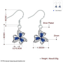 silver plated earings jewelry clover flower inlaid crystal cuff jewelry european style J4U66