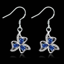 silver plated earings jewelry clover flower inlaid crystal cuff jewelry european style J4U66