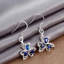 silver plated earings jewelry clover flower inlaid crystal cuff jewelry european style J4U66
