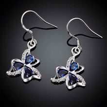 silver plated earings jewelry clover flower inlaid crystal cuff jewelry european style J4U66