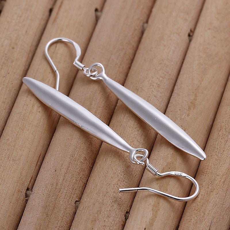 silver plated earrings for women needle shaped cufflinks joias J4U66
