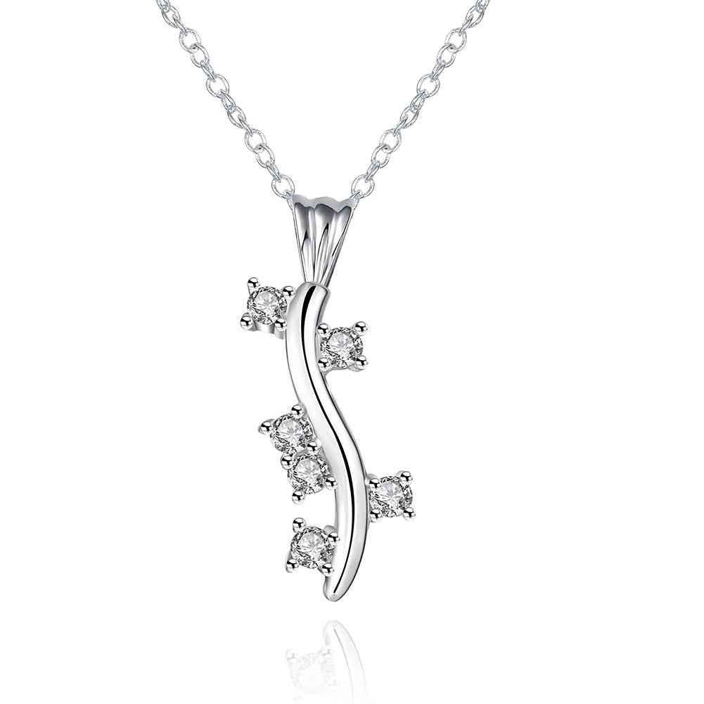 silver plated necklace women branch crystal choker smtn25 J4U66