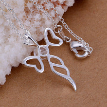 silver plated pendant necklace cross vintage necklace costume jewellery J4U66