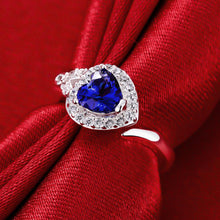 silver plated wedding ring strawberry blue anel masculino diy hbr335 J4U66