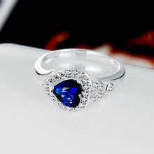 silver plated wedding ring strawberry blue anel masculino diy hbr335 J4U66
