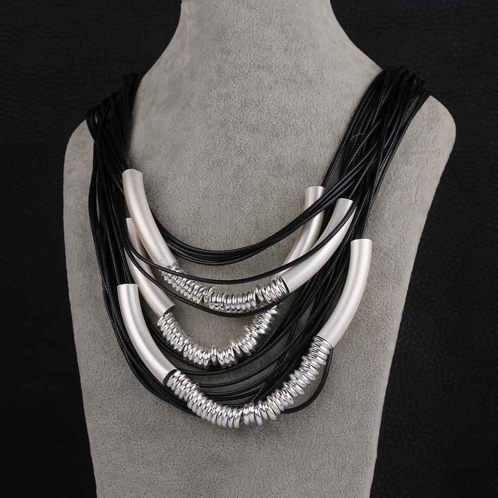women necklace multilayer black line statement collares women jewelry display hbn13 J4U66