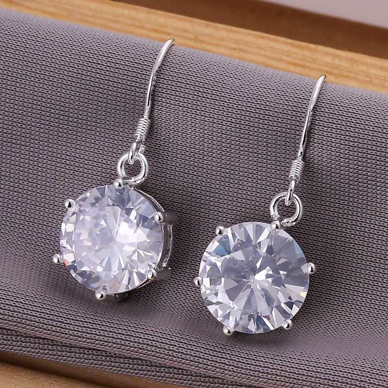 silver earrings for women zircon cufflinks jewelry european style J4U66