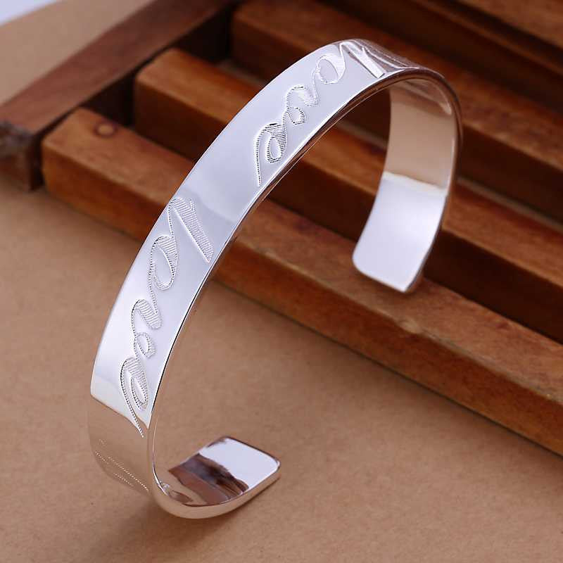 silver plated bangles love women pulseras bijouterie smtb014 J4U66