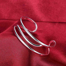 silver plated bangles triple line women bracelet bijoux femme smtb04 J4U66