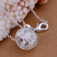 silver plated necklaces pendants inlaid stone circle bisuteria bijoux women J4U66
